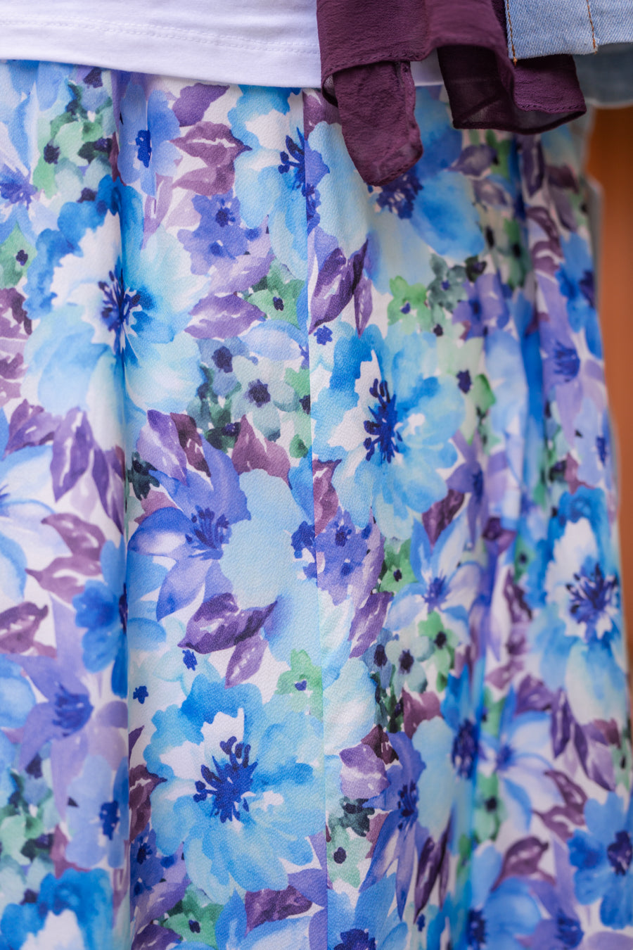 Maxi Lined crepe skirt / Indigo