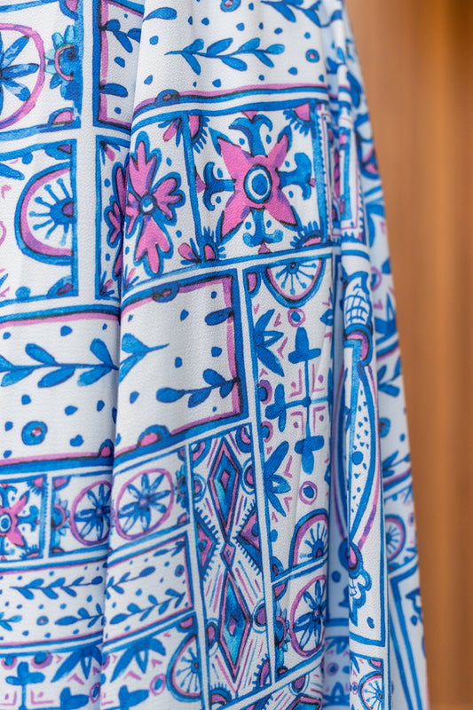 Maxi Lined crepe skirt / Blue