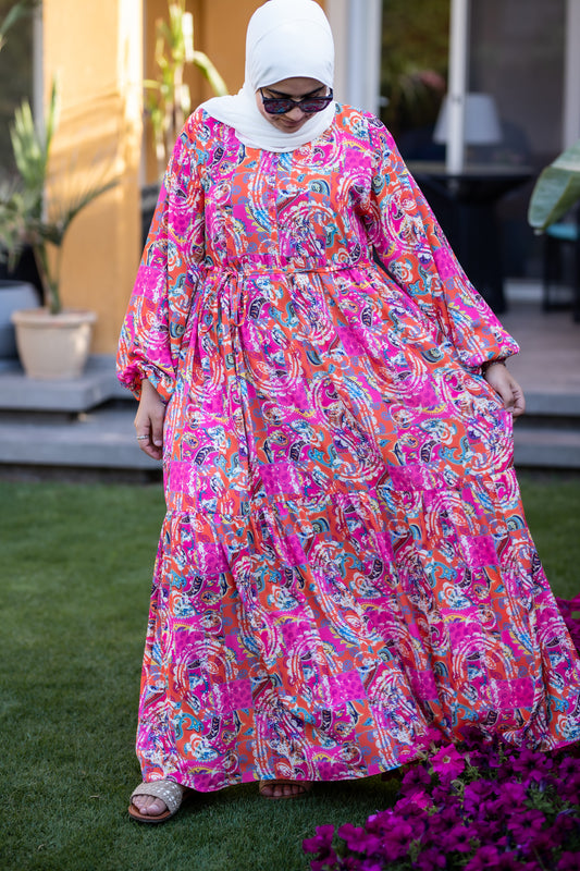 Fuchsia Boho Crepe Dress