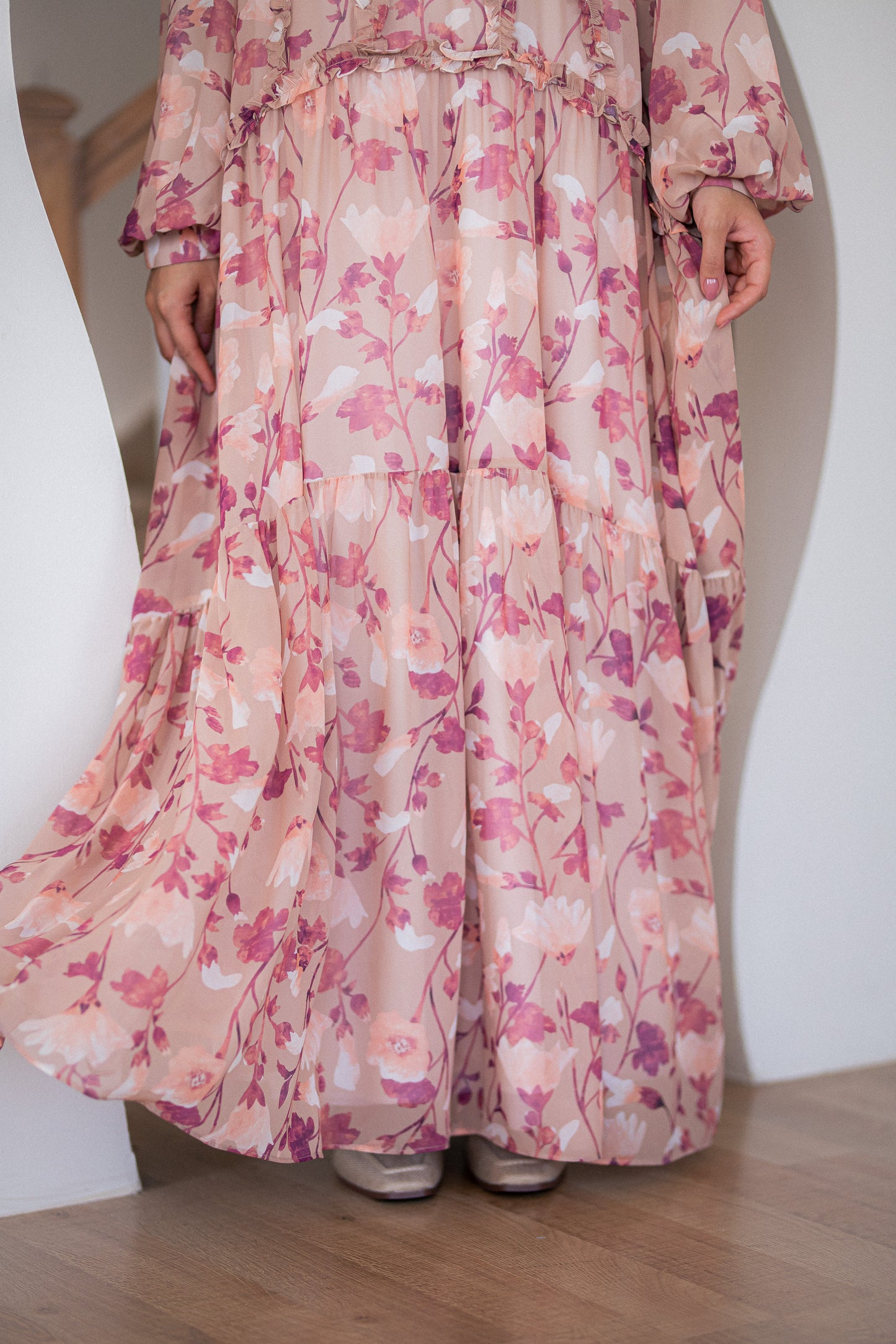 Vanilla Chiffon Dress with Full Lining