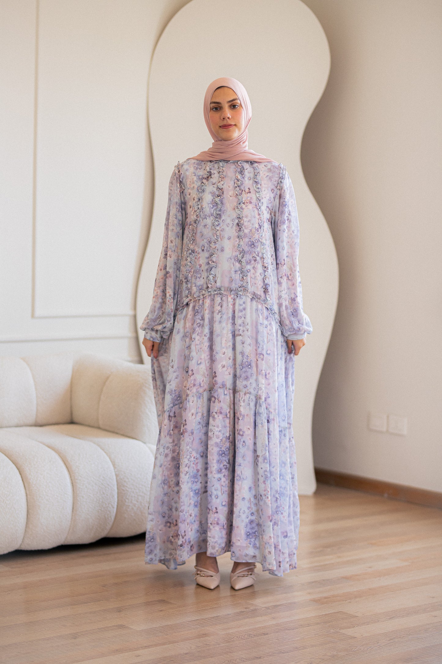 Lilac Chiffone Dress with Full Lining