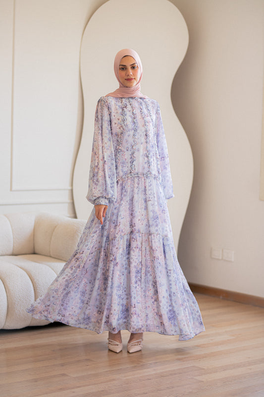 Lilac Chiffone Dress with Full Lining