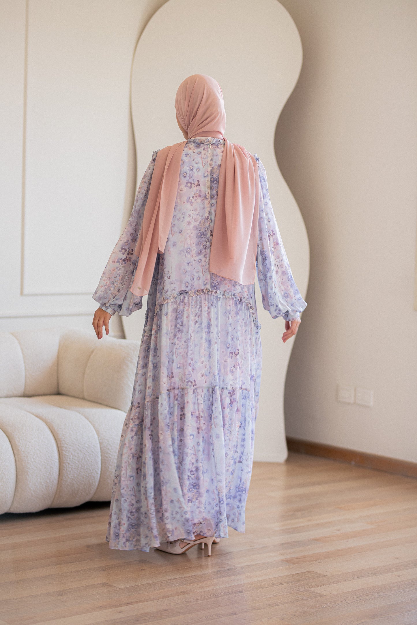 Lilac Chiffone Dress with Full Lining
