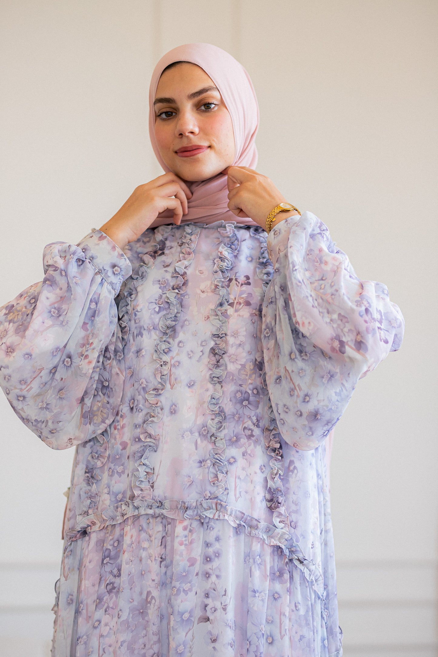 Lilac Chiffone Dress with Full Lining