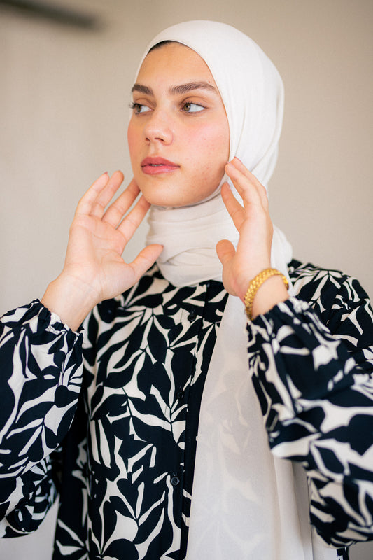 Black & cream crepe Dress with lace Trim