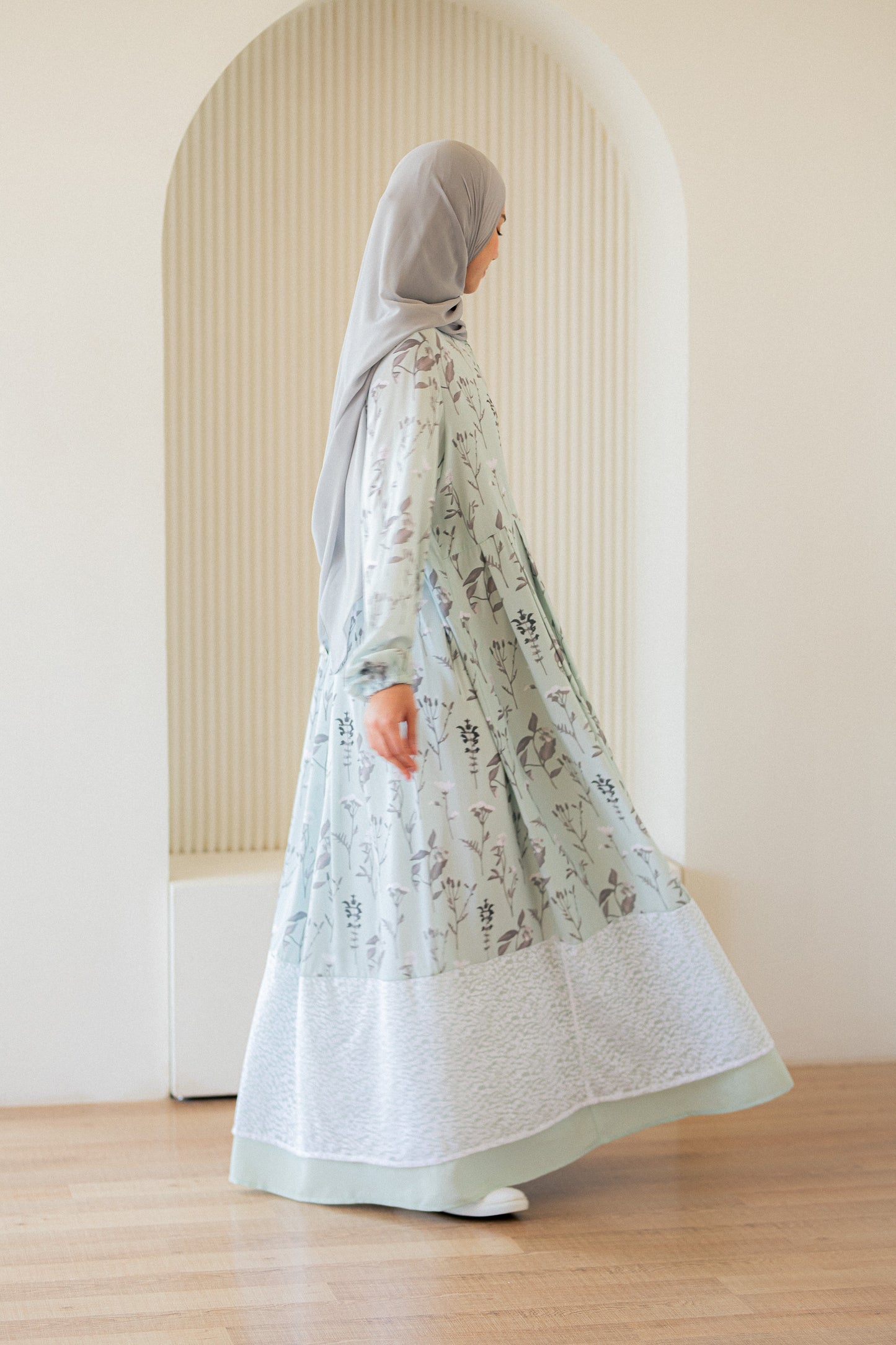 Mint crepe Dress with lace Trim
