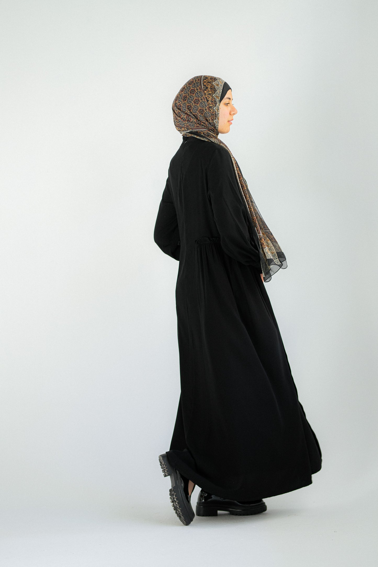 Black front pleated dress