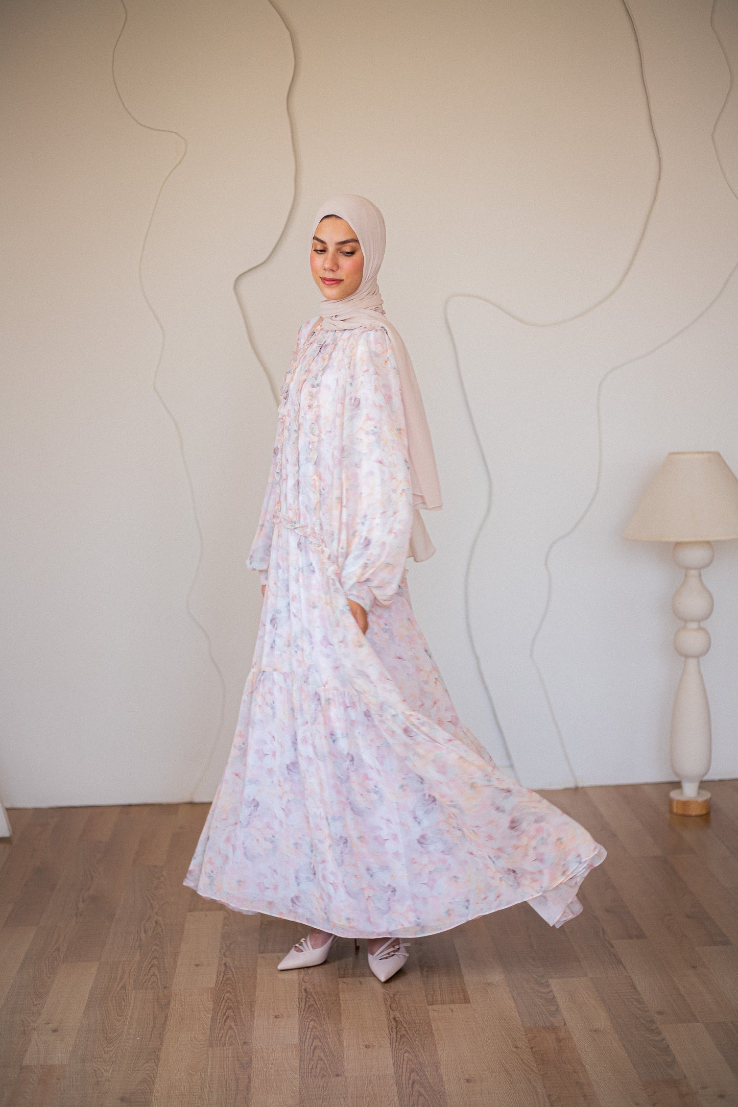 Rose Chiffon Dress with Full Lining