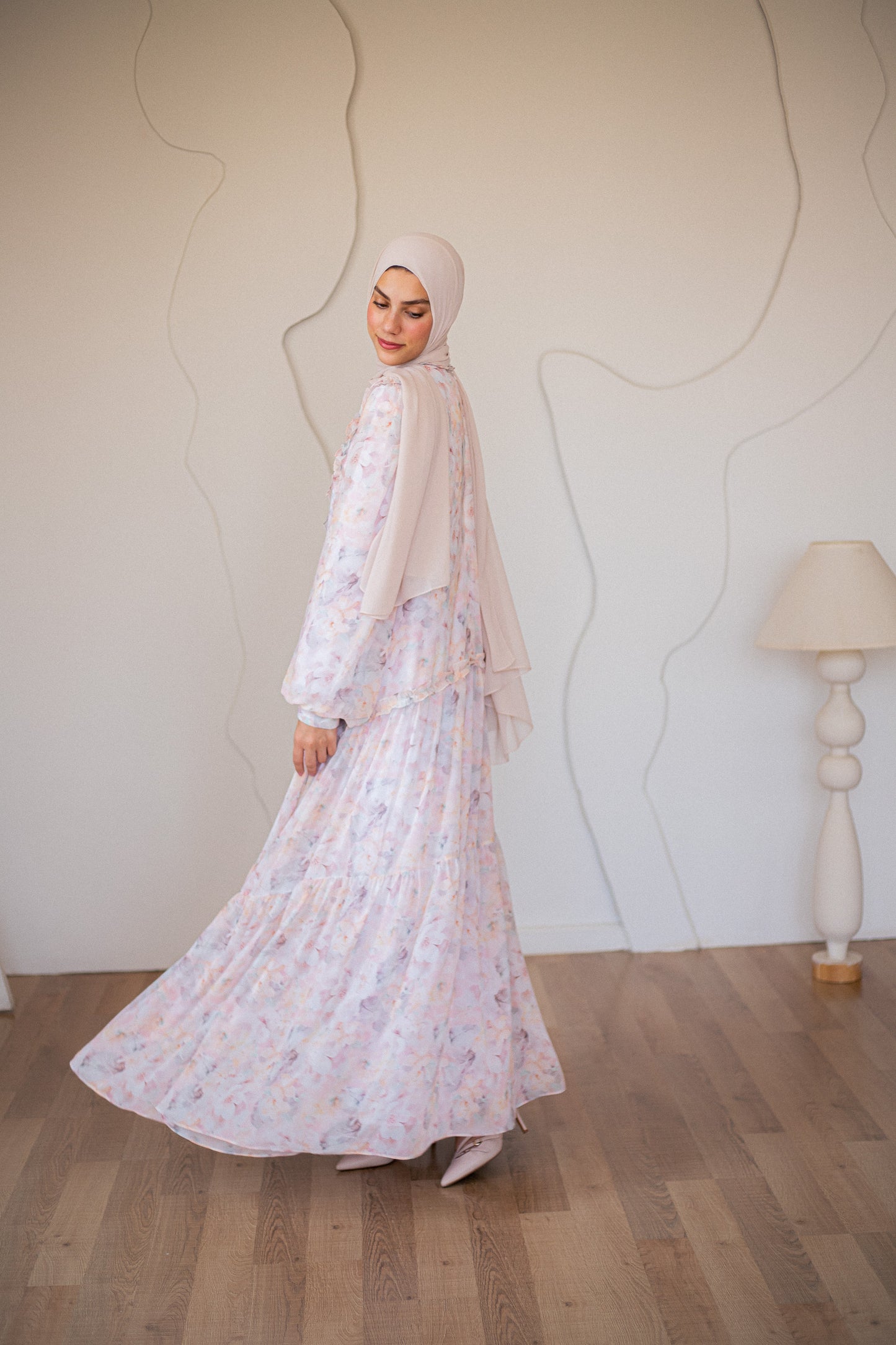 Rose Chiffon Dress with Full Lining