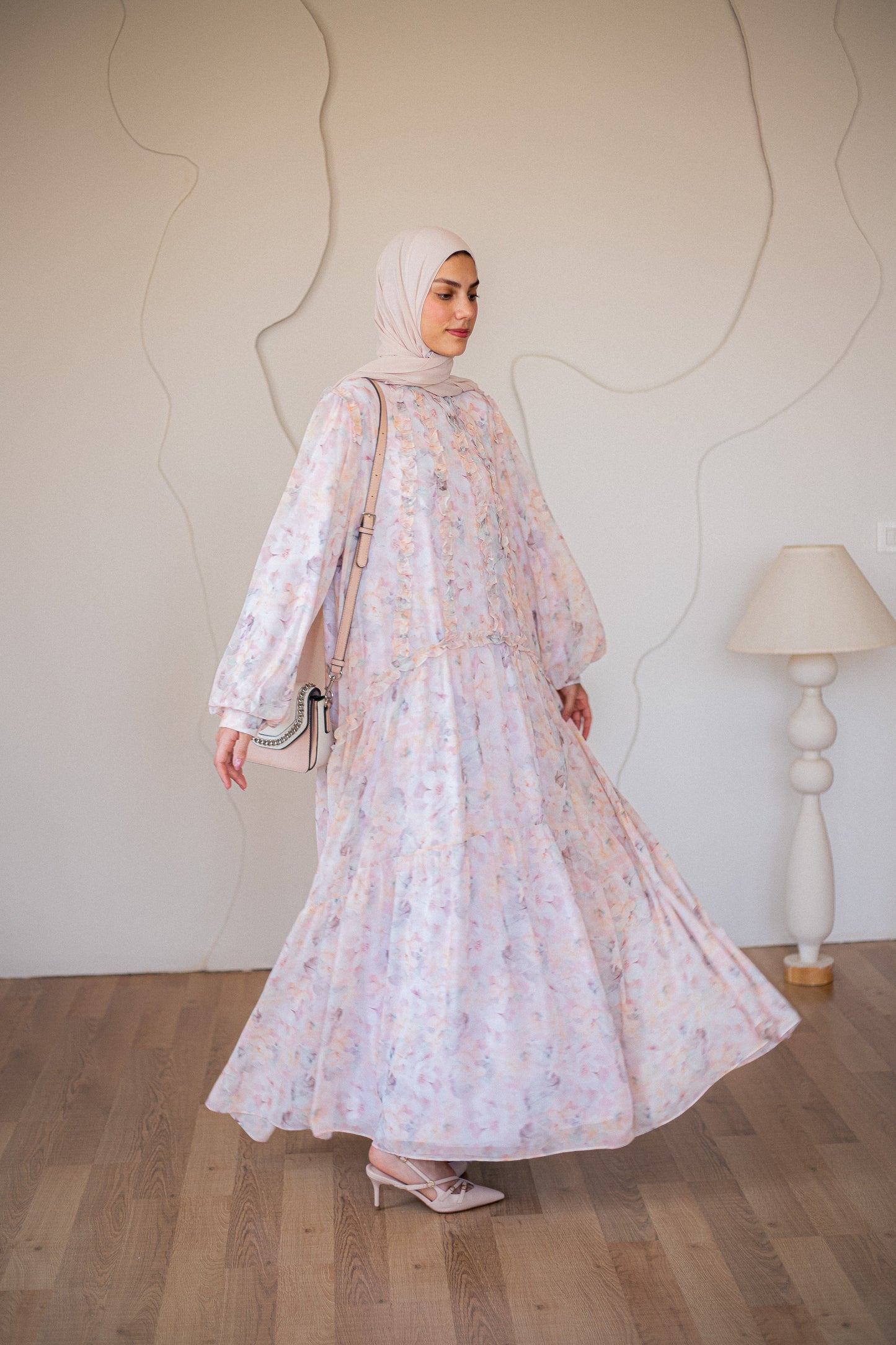 Rose Chiffon Dress with Full Lining