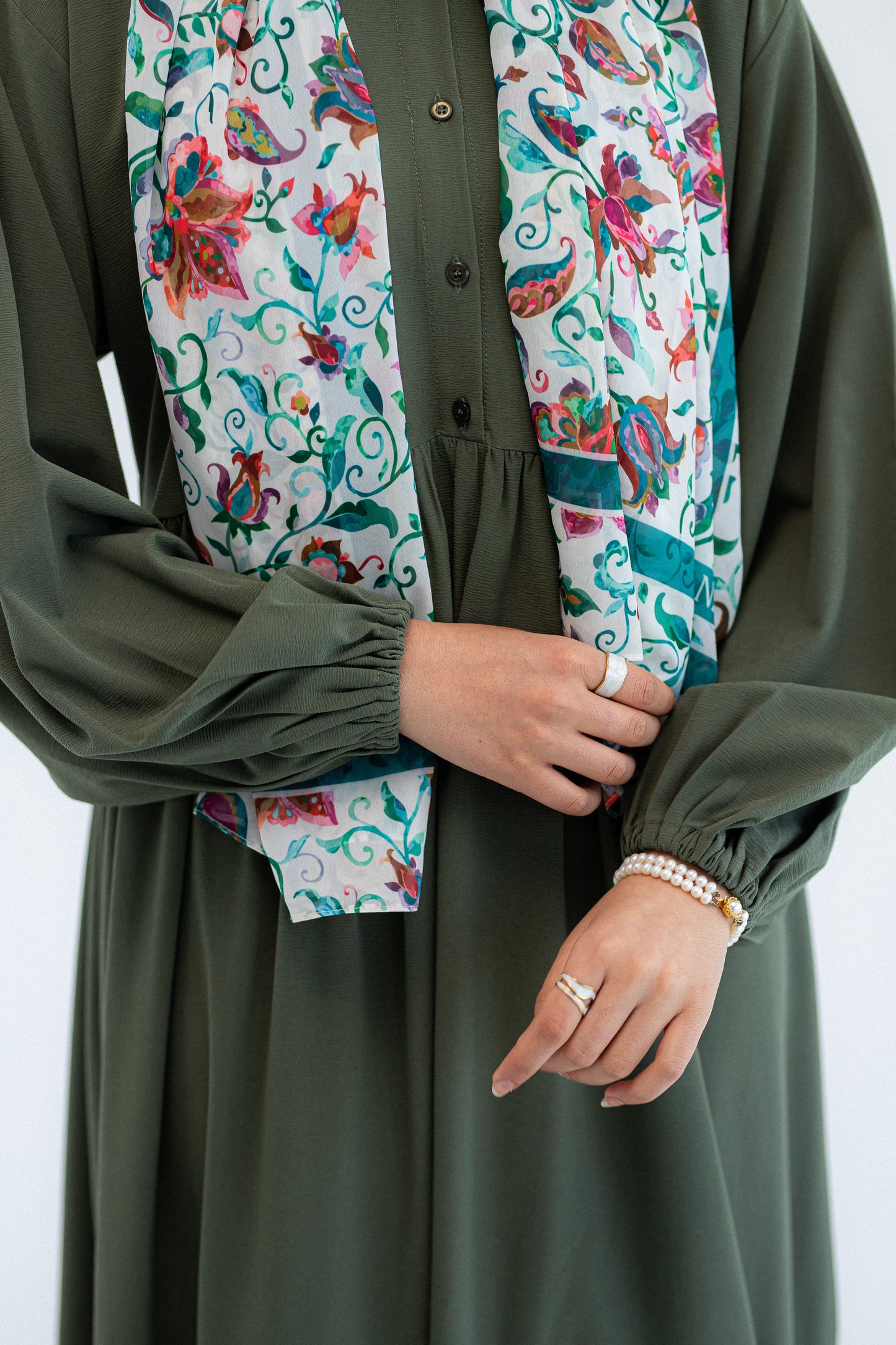 Plain Olive Dress with buttons and adjusting belt