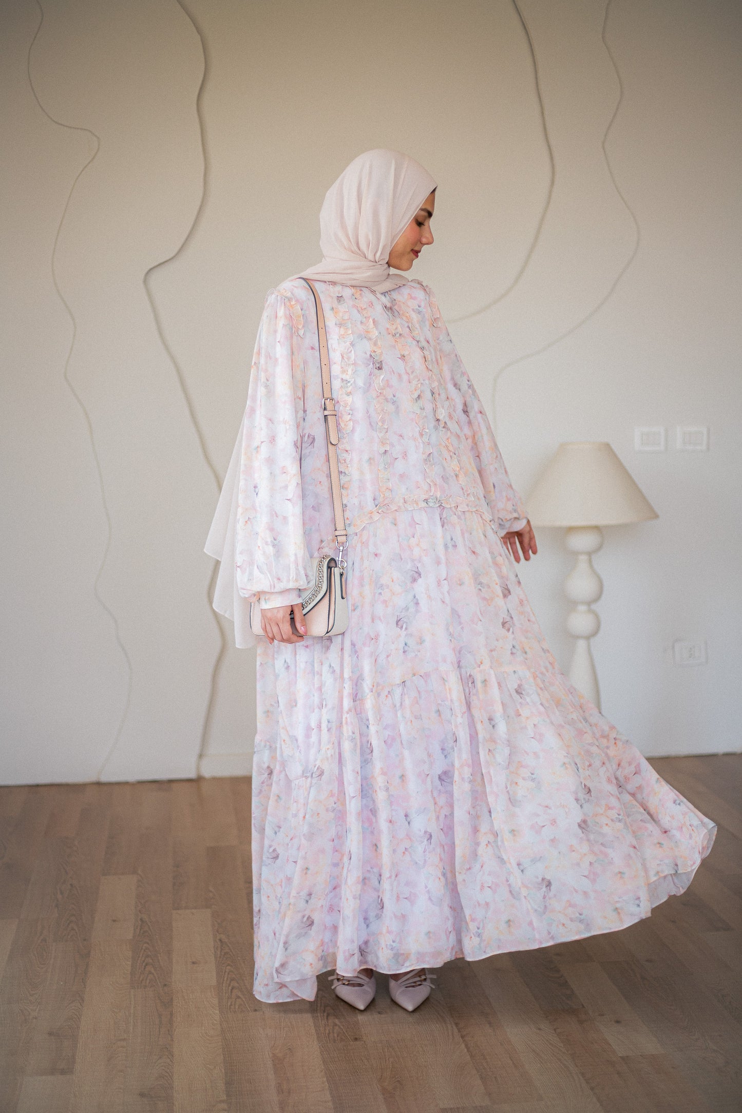Rose Chiffon Dress with Full Lining