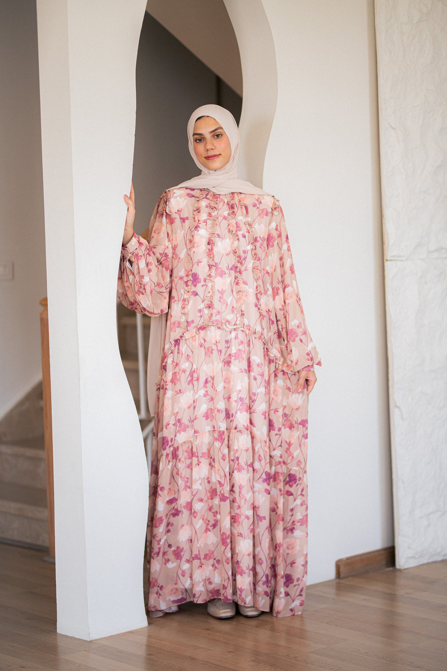 Vanilla Chiffon Dress with Full Lining