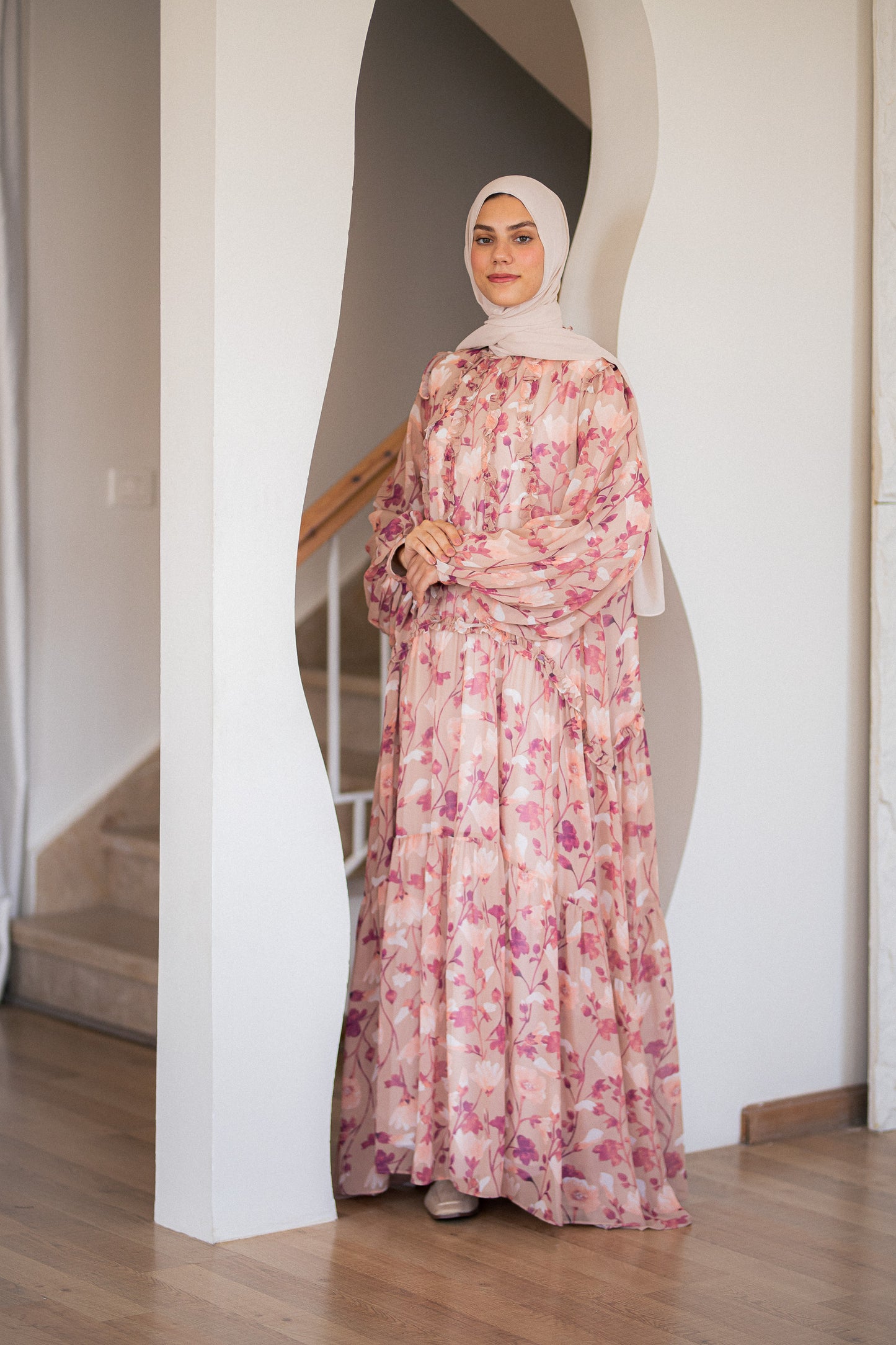 Vanilla Chiffon Dress with Full Lining