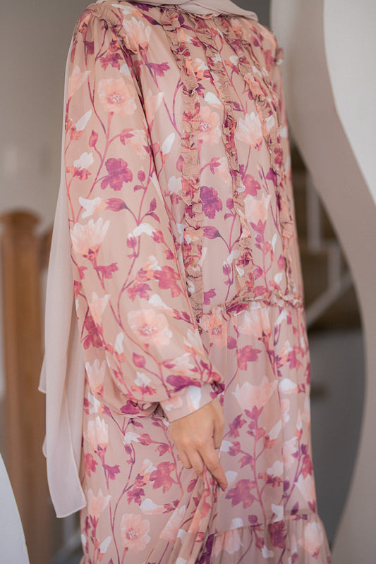 Vanilla Chiffon Dress with Full Lining