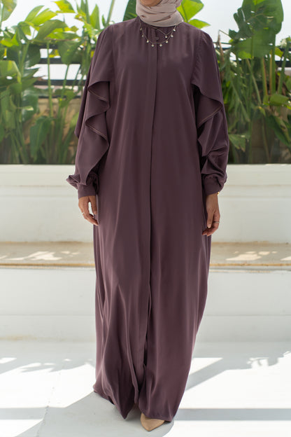 Pastel Mauve Ruffled Abaya