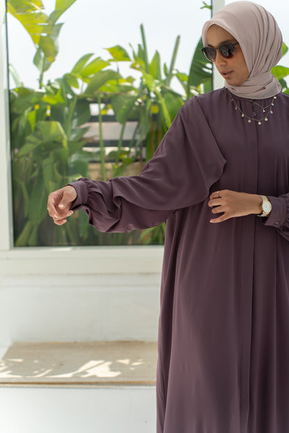 Pastel Mauve Ruffled Abaya