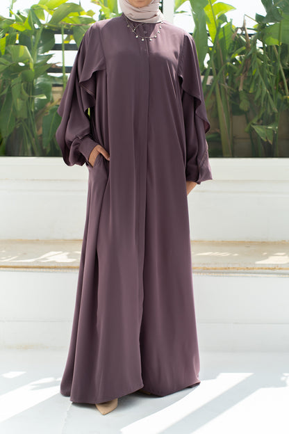 Pastel Mauve Ruffled Abaya