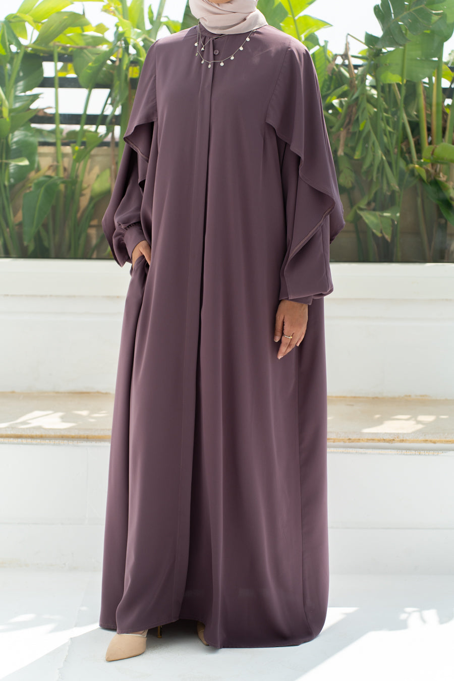 Pastel Mauve Ruffled Abaya