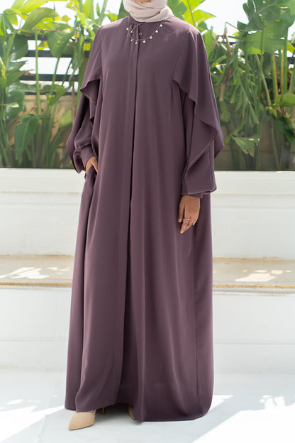 Pastel Mauve Ruffled Abaya