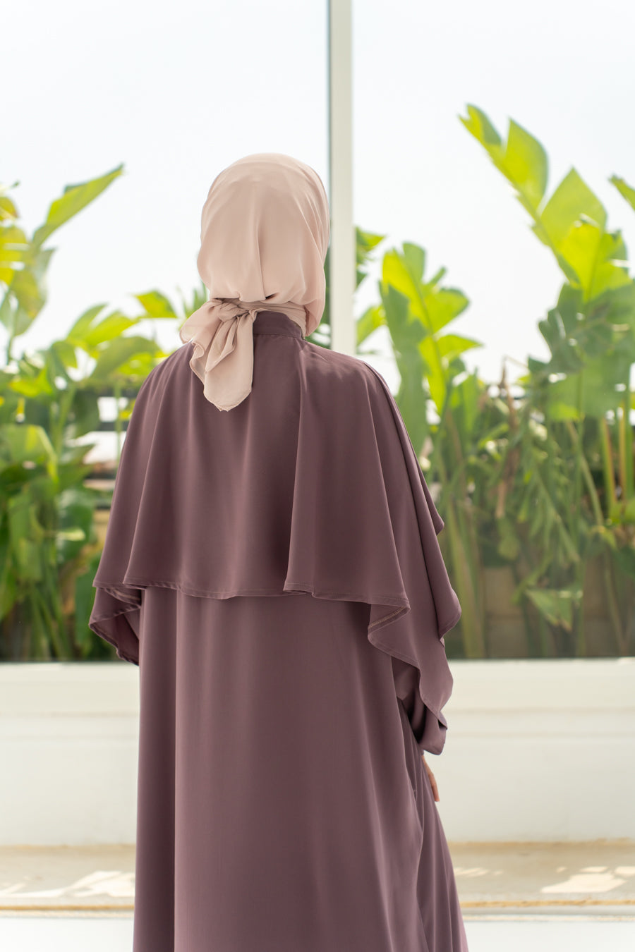 Pastel Mauve Ruffled Abaya