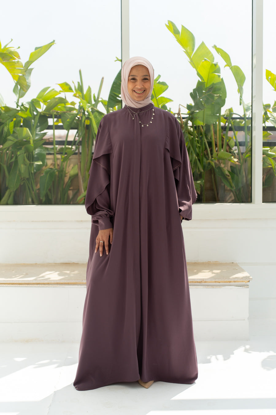 Pastel Mauve Ruffled Abaya