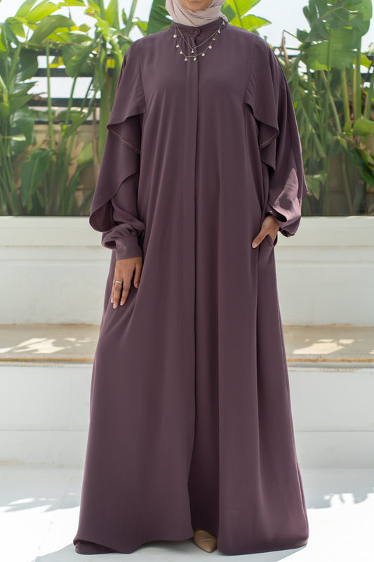 Pastel Mauve Ruffled Abaya