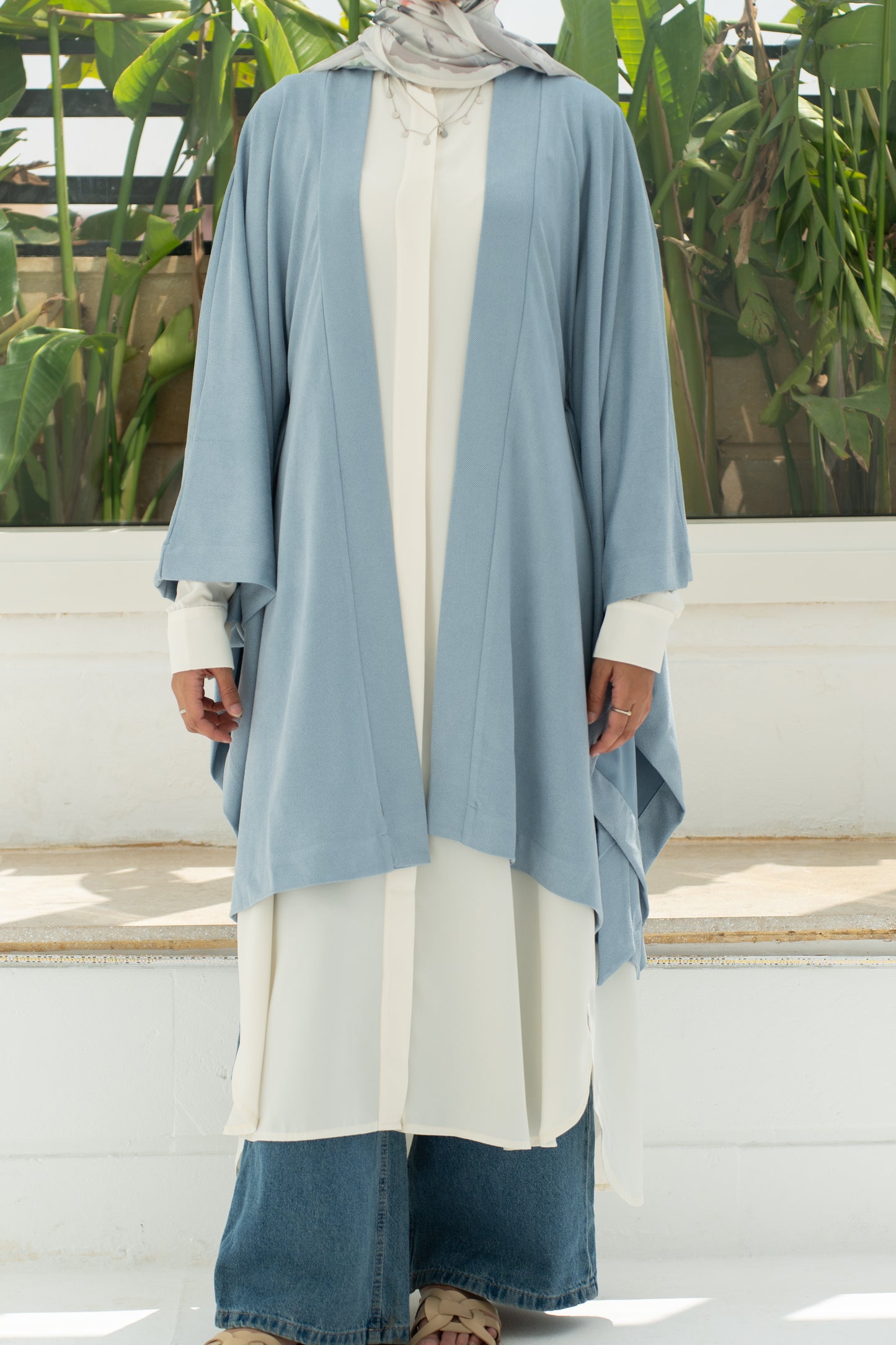 Longline off-white tunic
