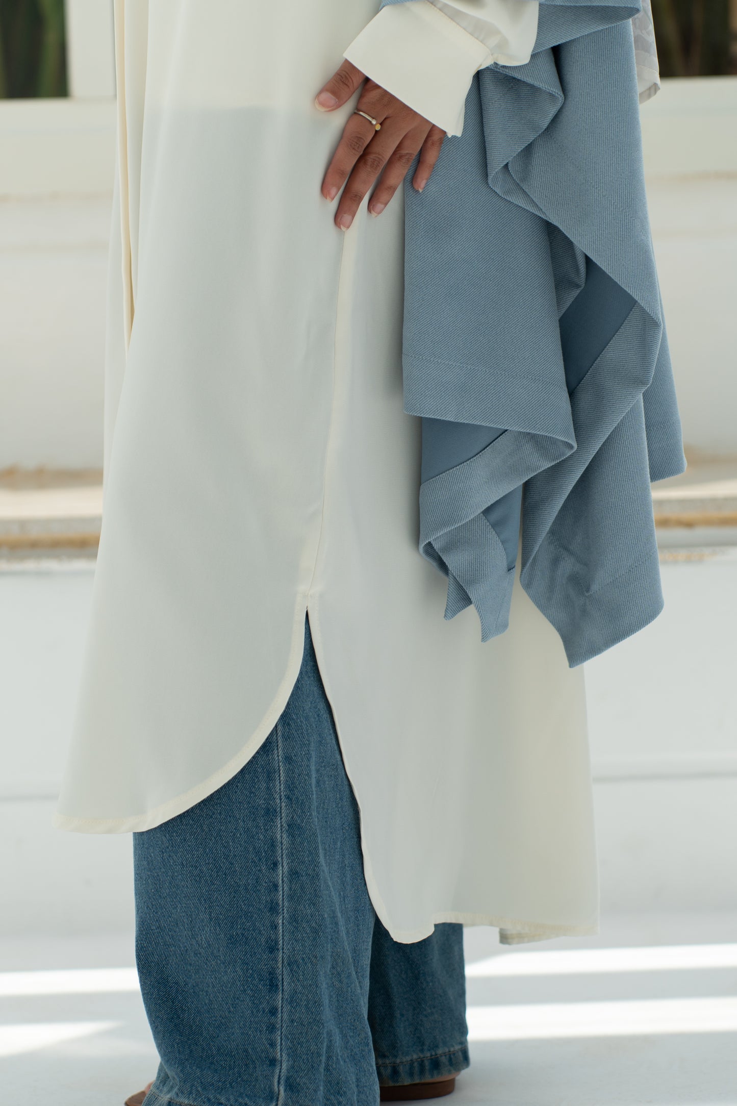 Longline off-white tunic