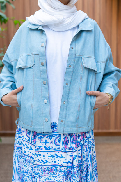 Maxi Lined crepe skirt / Blue