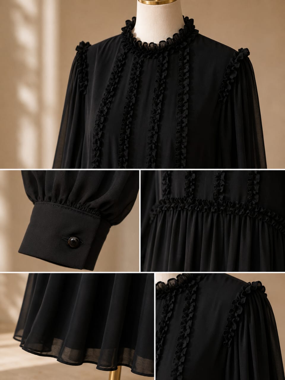 Black chiffon dress with full lining