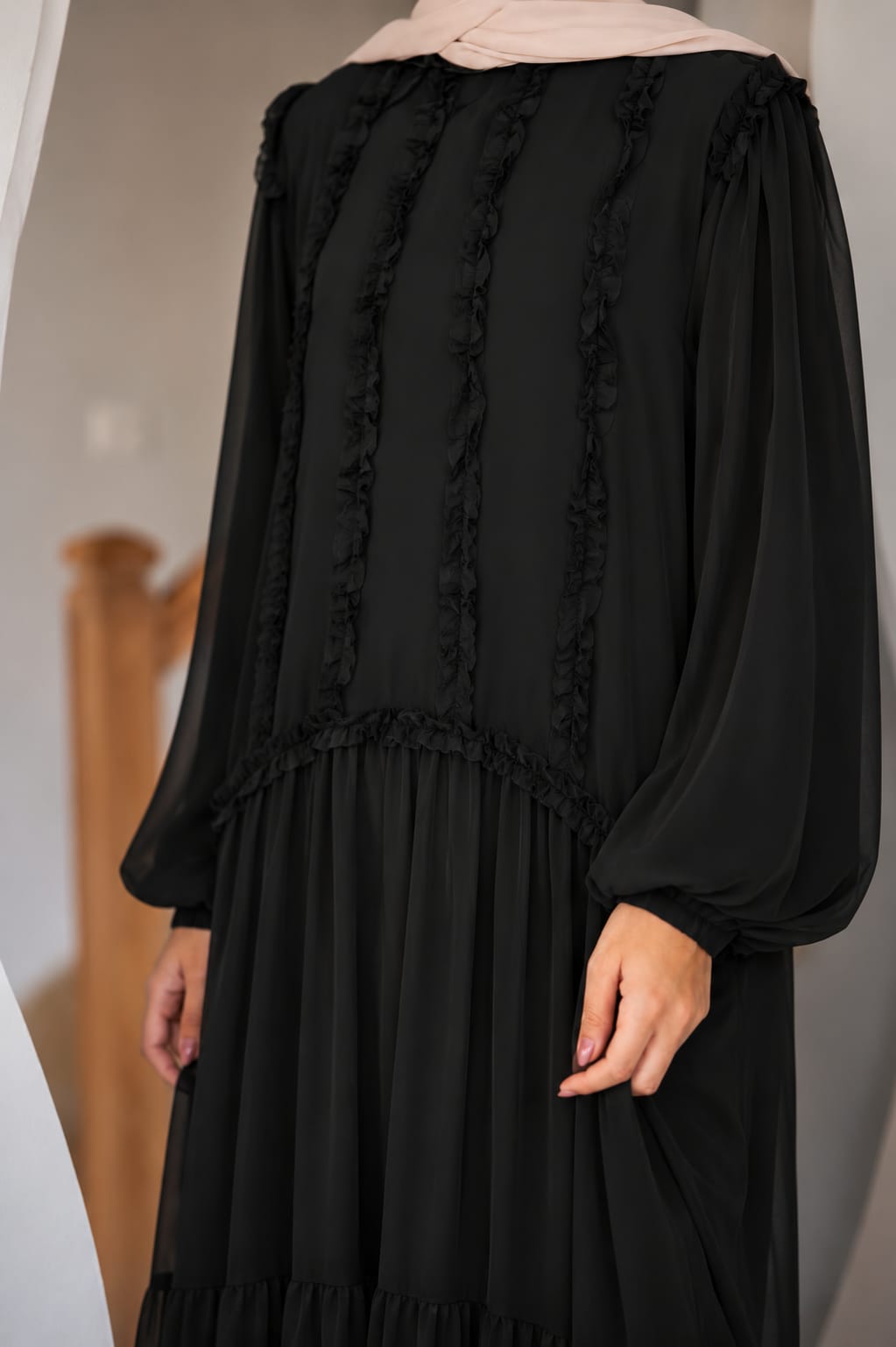 Black chiffon dress with full lining