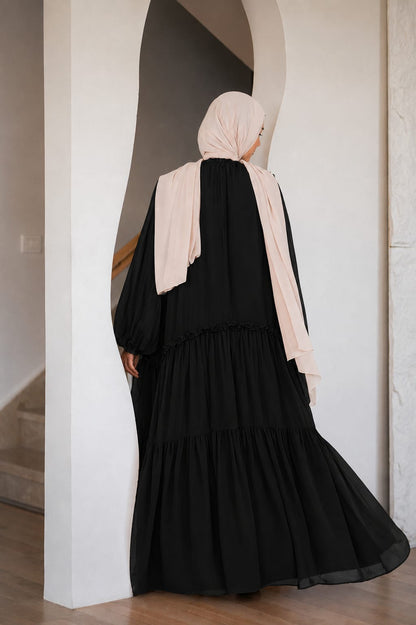 Black chiffon dress with full lining
