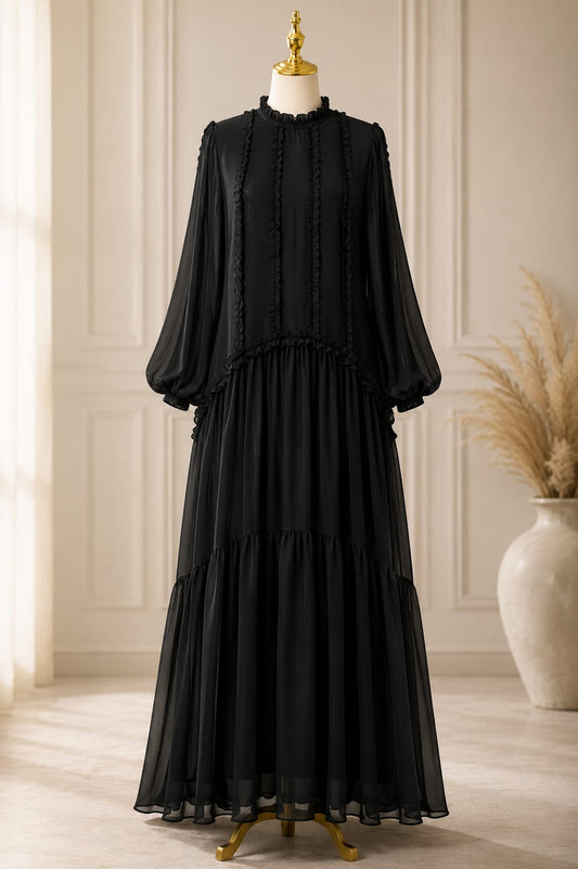 Black chiffon dress with full lining