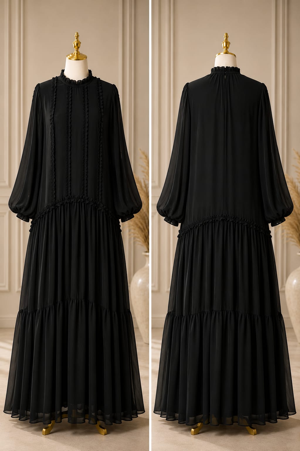 Black chiffon dress with full lining