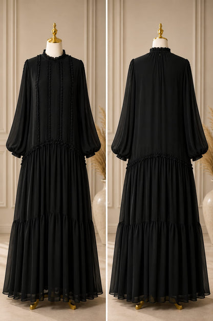 Black chiffon dress with full lining
