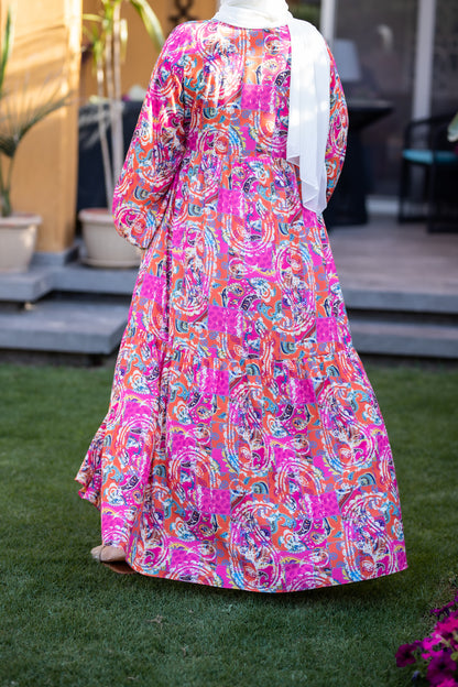 Fuchsia Boho Crepe Dress