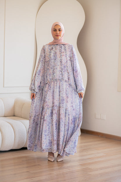 Lilac Chiffone Dress with Full Lining