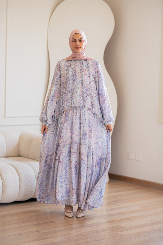 Lilac Chiffone Dress with Full Lining