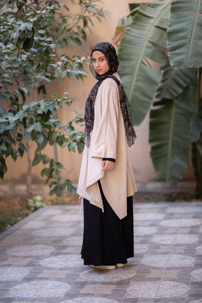 Knit Beige poncho with belt