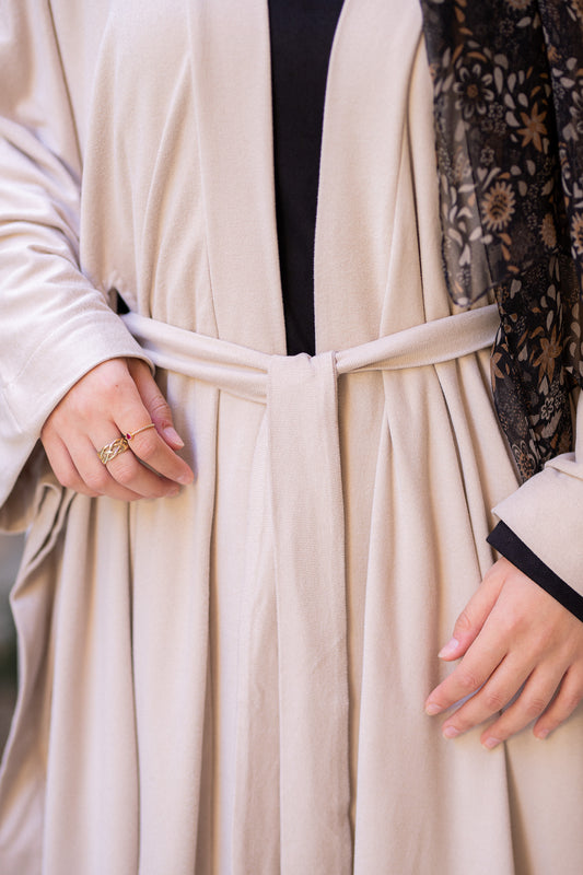 Knit Beige poncho with belt