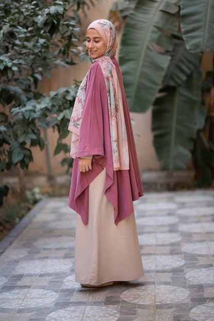 Knit Vintage Pink Poncho with belt