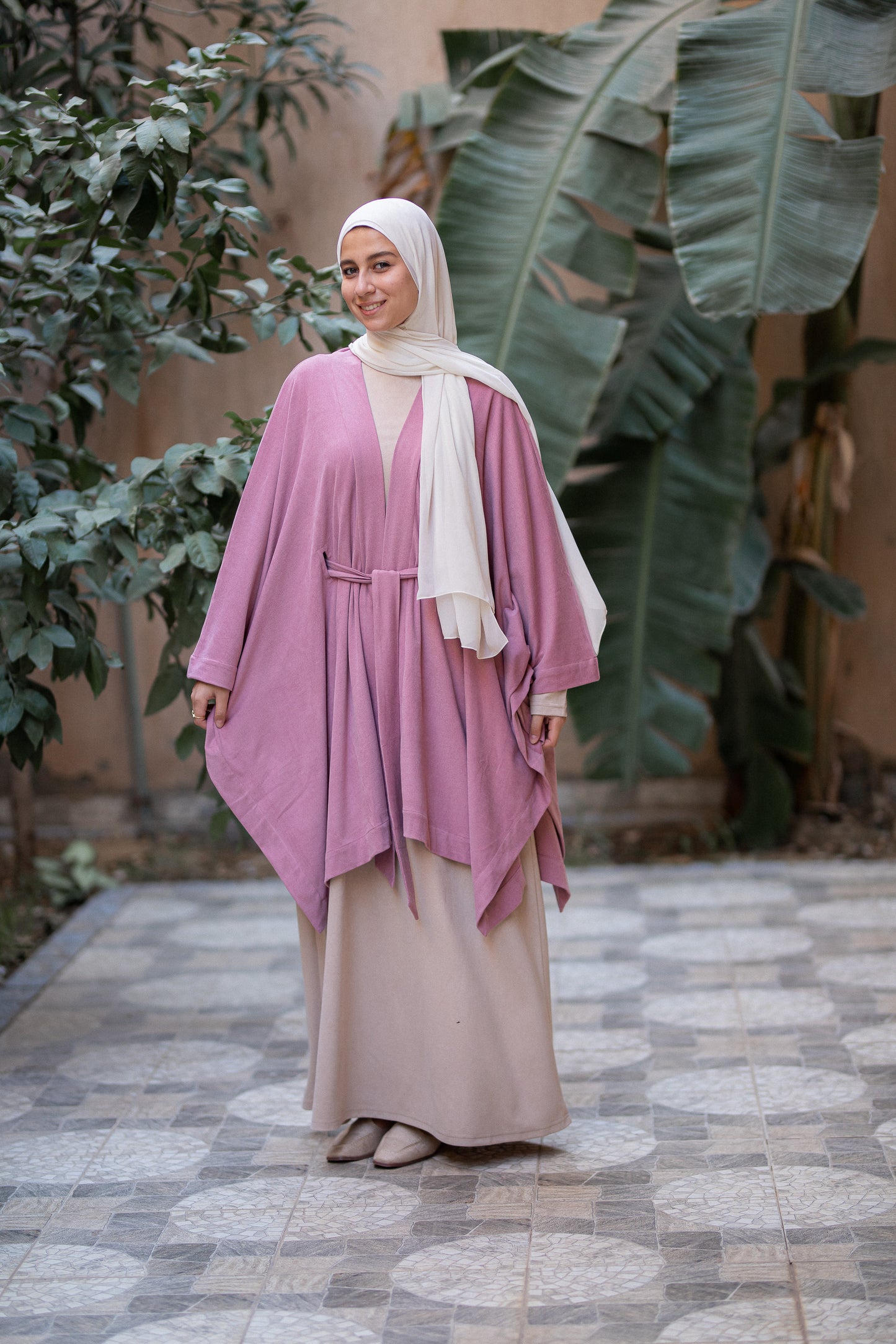 Knit Rose Poncho With belt