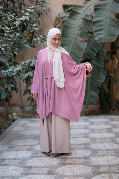 Knit Rose Poncho With belt