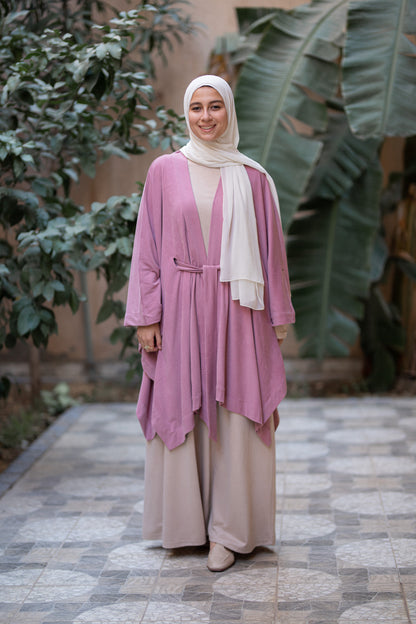 Knit Rose Poncho With belt