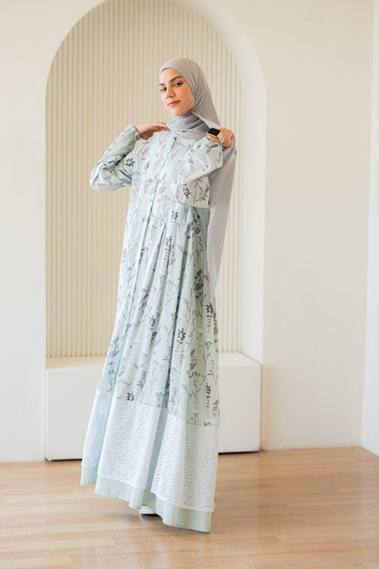 Mint crepe Dress with lace Trim