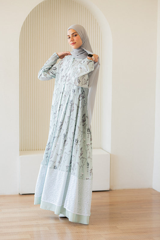 Mint crepe Dress with lace Trim