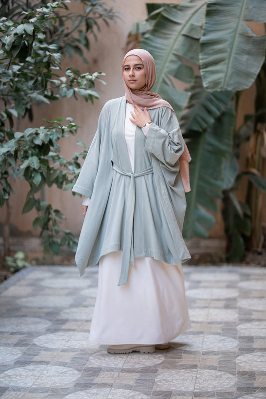 Knit Mint poncho with belt