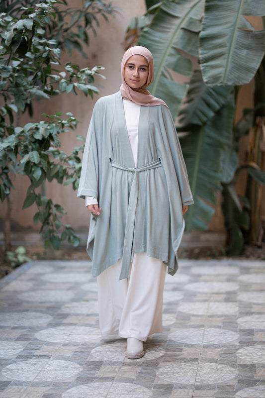 Knit Mint poncho with belt