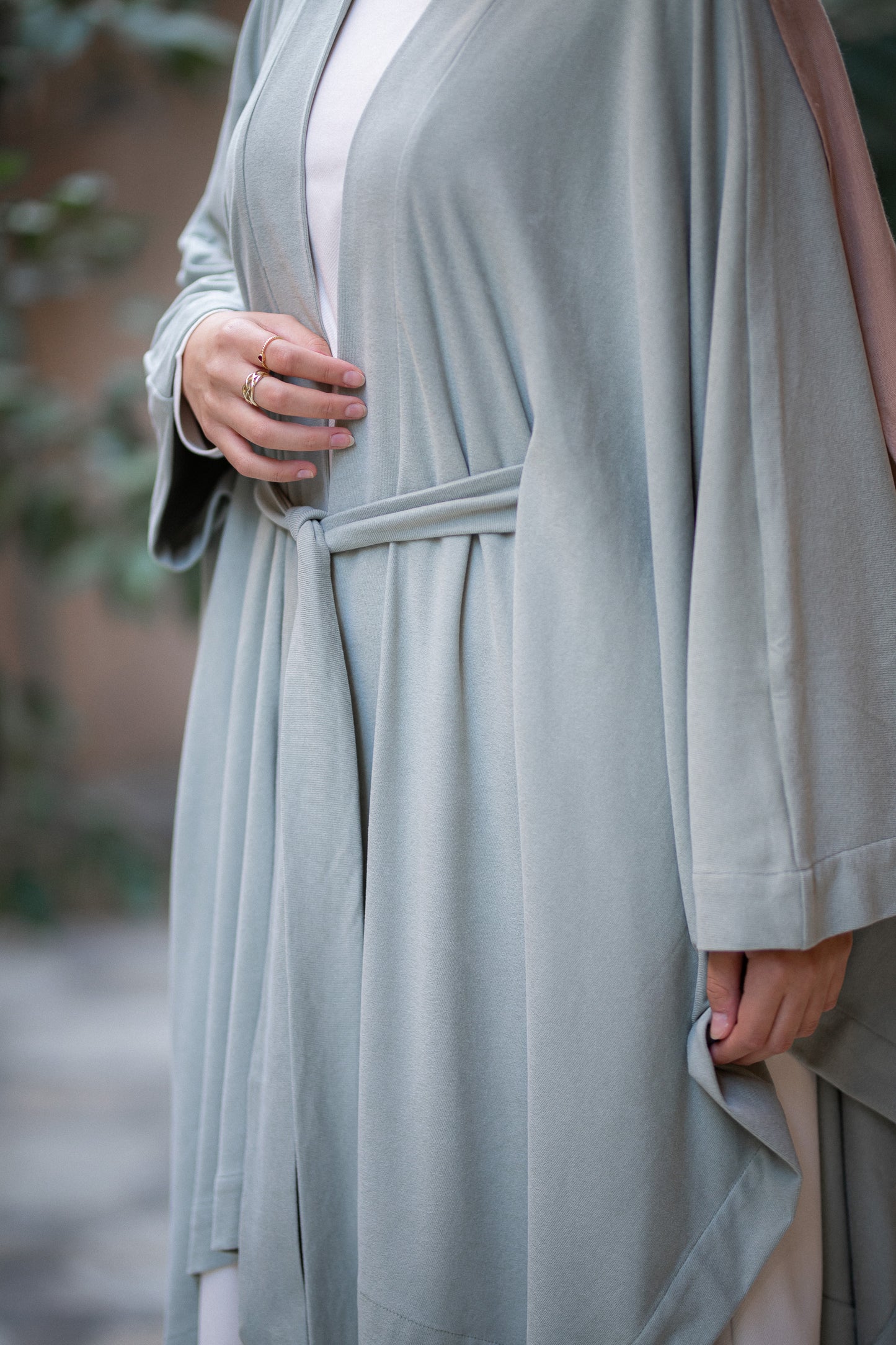 Knit Mint poncho with belt